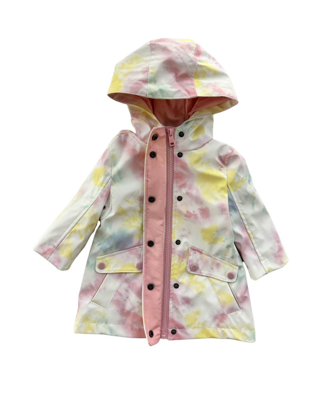 6-9M Baby Girl Urban Republic Pink Tie-Dye Swirl Rain Coat Jacket