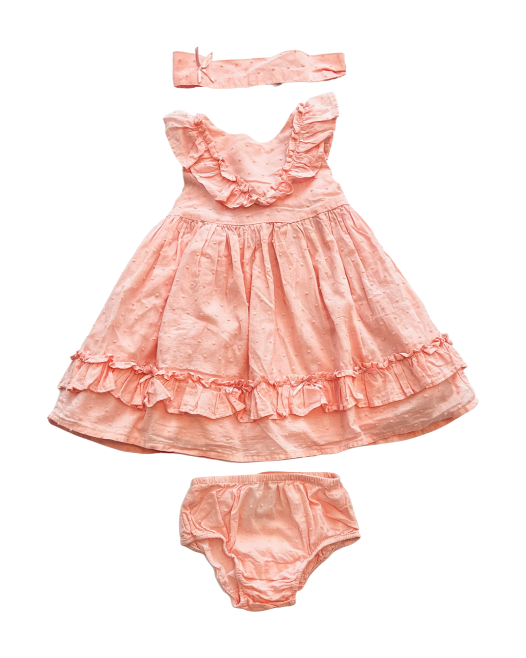 3-6M Baby Girl Coral Pink Maggie & Zoe 3PC Dress