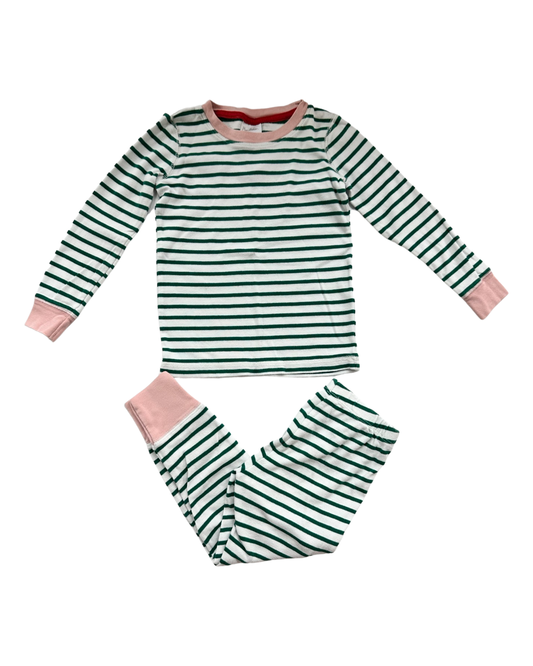 4T Toddler Girl Mini Boden Green Striped Long Sleeve PJs