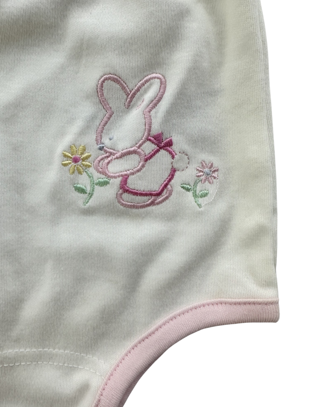 3-6M Baby Girl Embroidered Bunny Diaper Cover