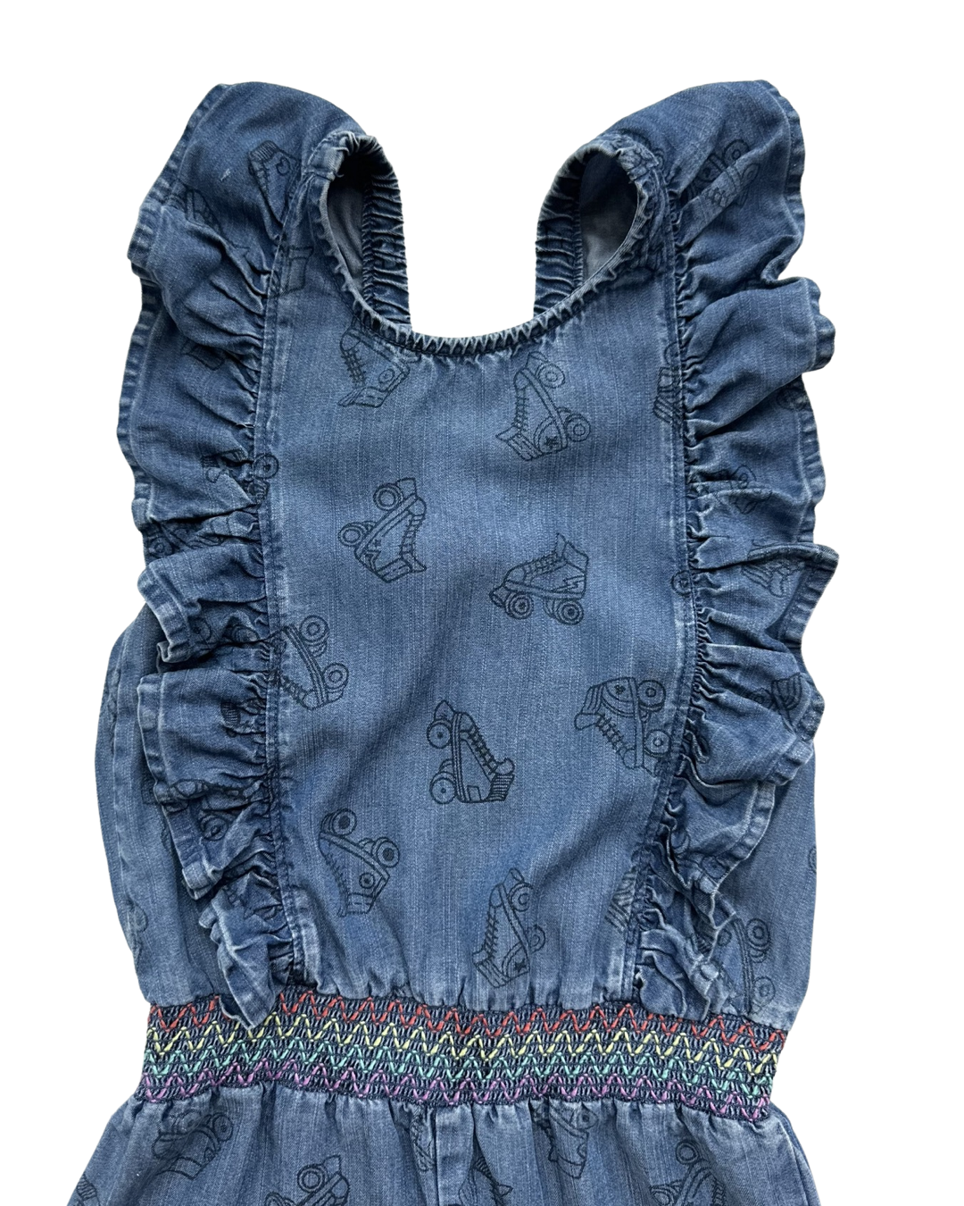 4T Toddler Girl Denim Chambray Retro Cat & Jack Roller Skate Romper