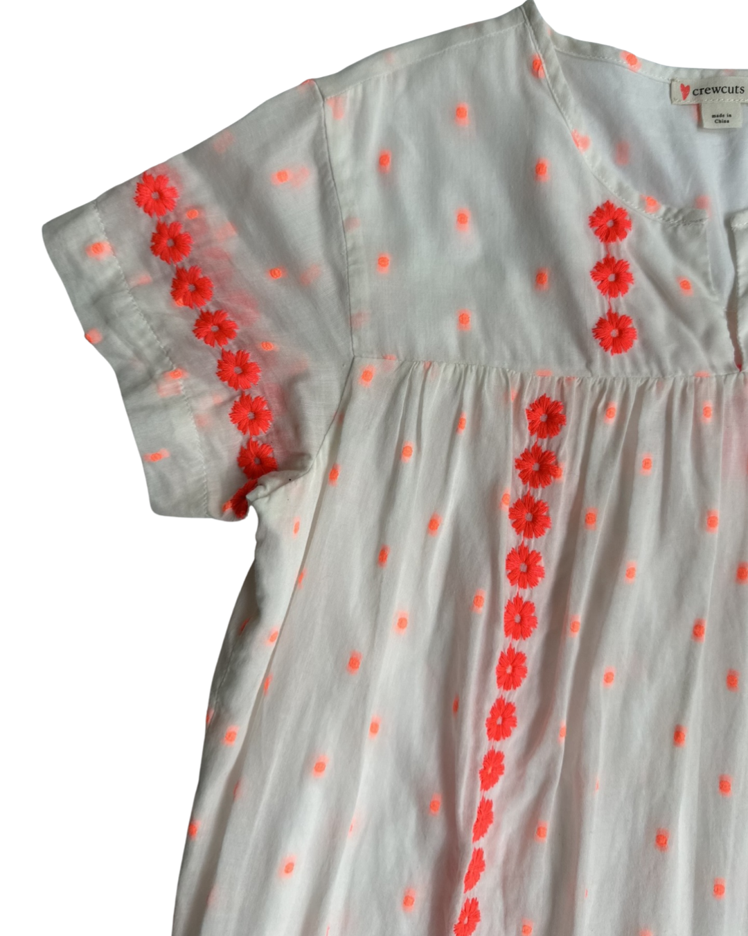 Youth Girls Size 10Y Crewcuts White & Coral Boho Dress