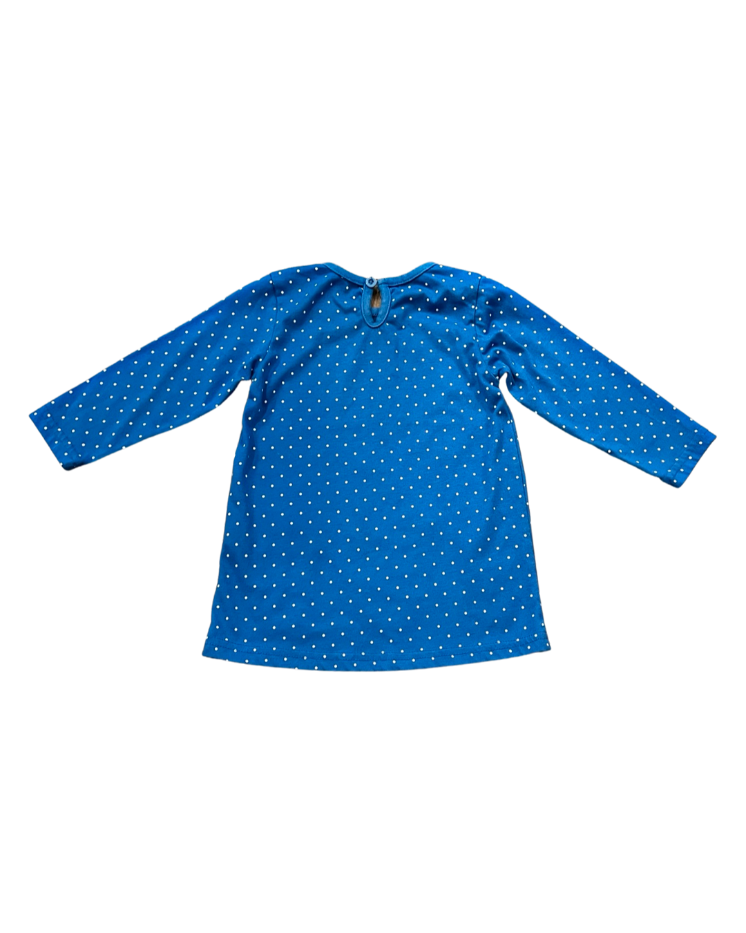 12M-18M Baby Girl Blue Polka Dot Winter Snowman Dress