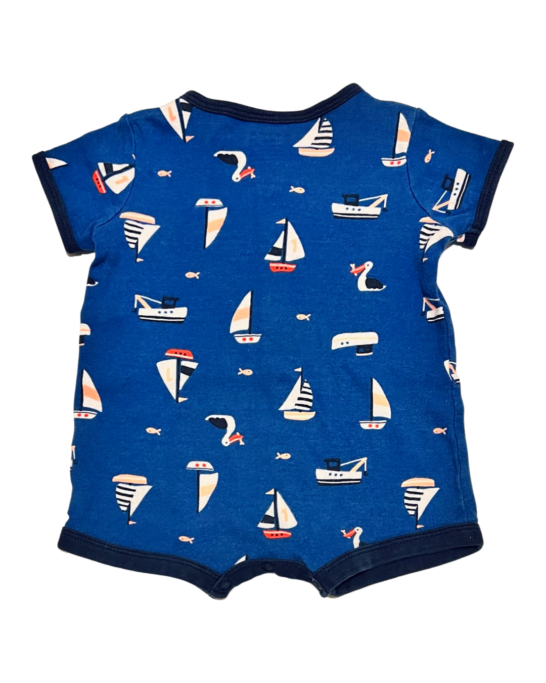 0-3M Baby Boy Blue Carters Sailboat Bubble Romper