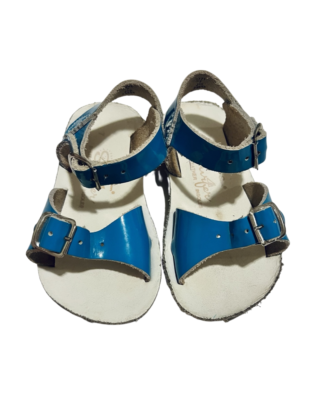 7C Toddler Girl Blue Leather Sun Sans Saltwater Sandals