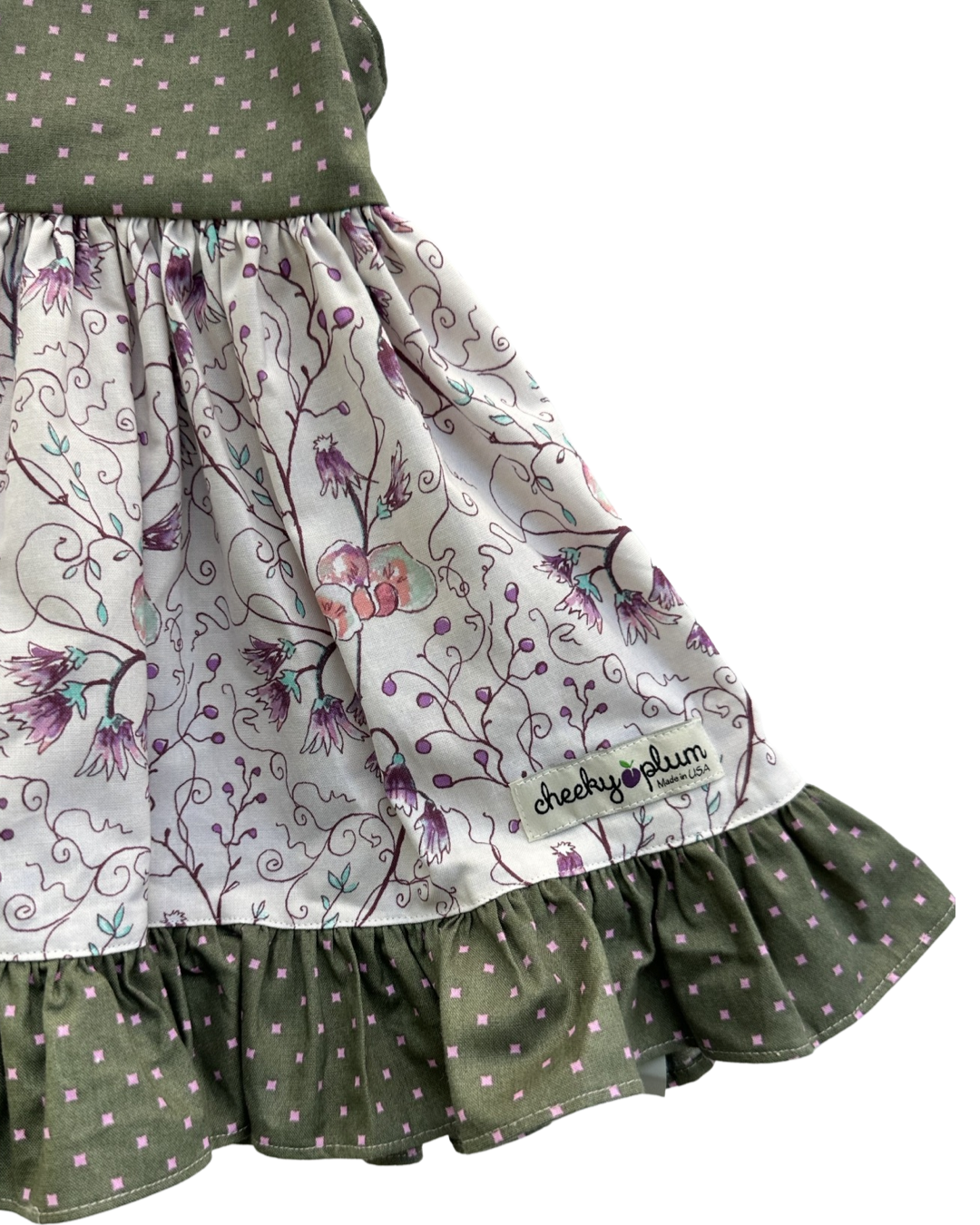 12M-18M Baby Girl Cheeky Plum Boutique Floral Dress Green / Pink / White