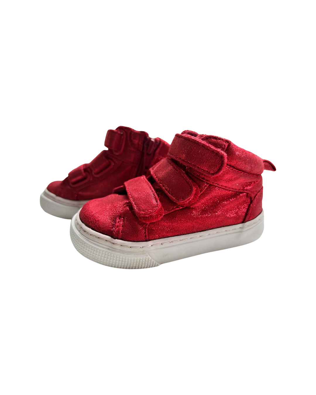 5C Toddler Girl Red Shimmer Velcro Gap Mid Top Shoes