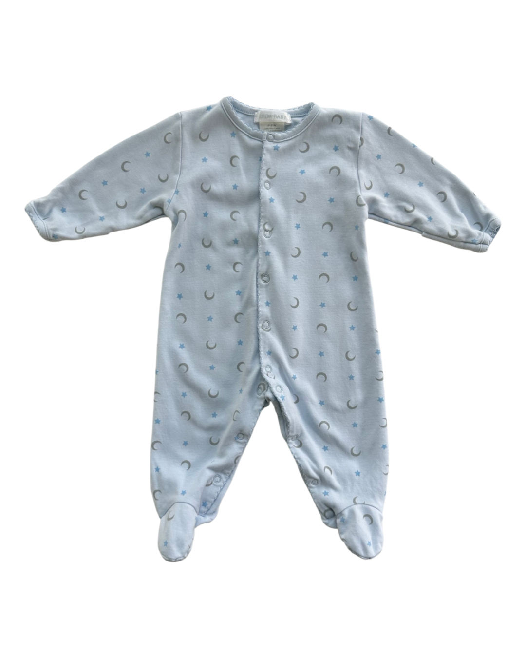 0-3M Baby Boy Light Blue Moon & Stars Lyda Baby Boutique Sleeper