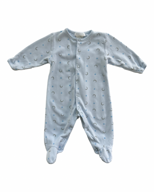0-3M Baby Boy Light Blue Moon & Stars Lyda Baby Boutique Sleeper