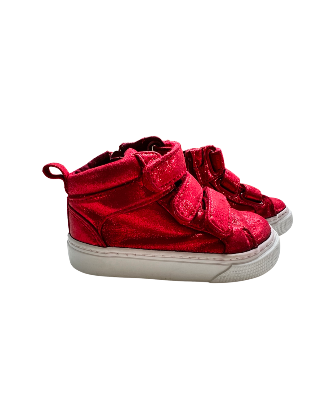 5C Toddler Girl Red Shimmer Velcro Gap Mid Top Shoes