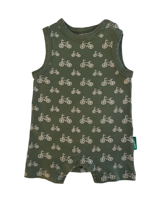12M-18M Baby Boy Parade Organic Cotton Green Bicycle Romper
