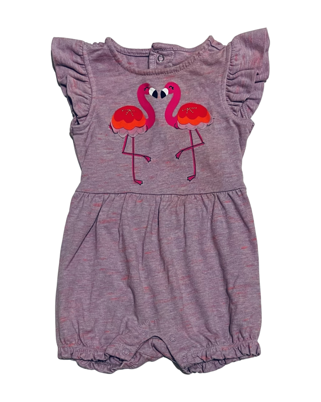 3-6M Baby Girl Purple Flamingo Cat & Jack Bubble Romper