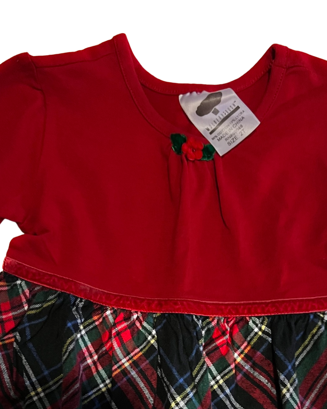 2T Toddler Girl MulberriBush Long Sleeve Tartan Plaid Christmas Dress