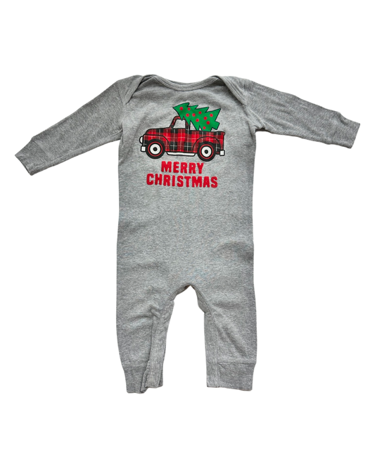 18M Toddler Boy Rabbit Skins Christmas Truck Romper