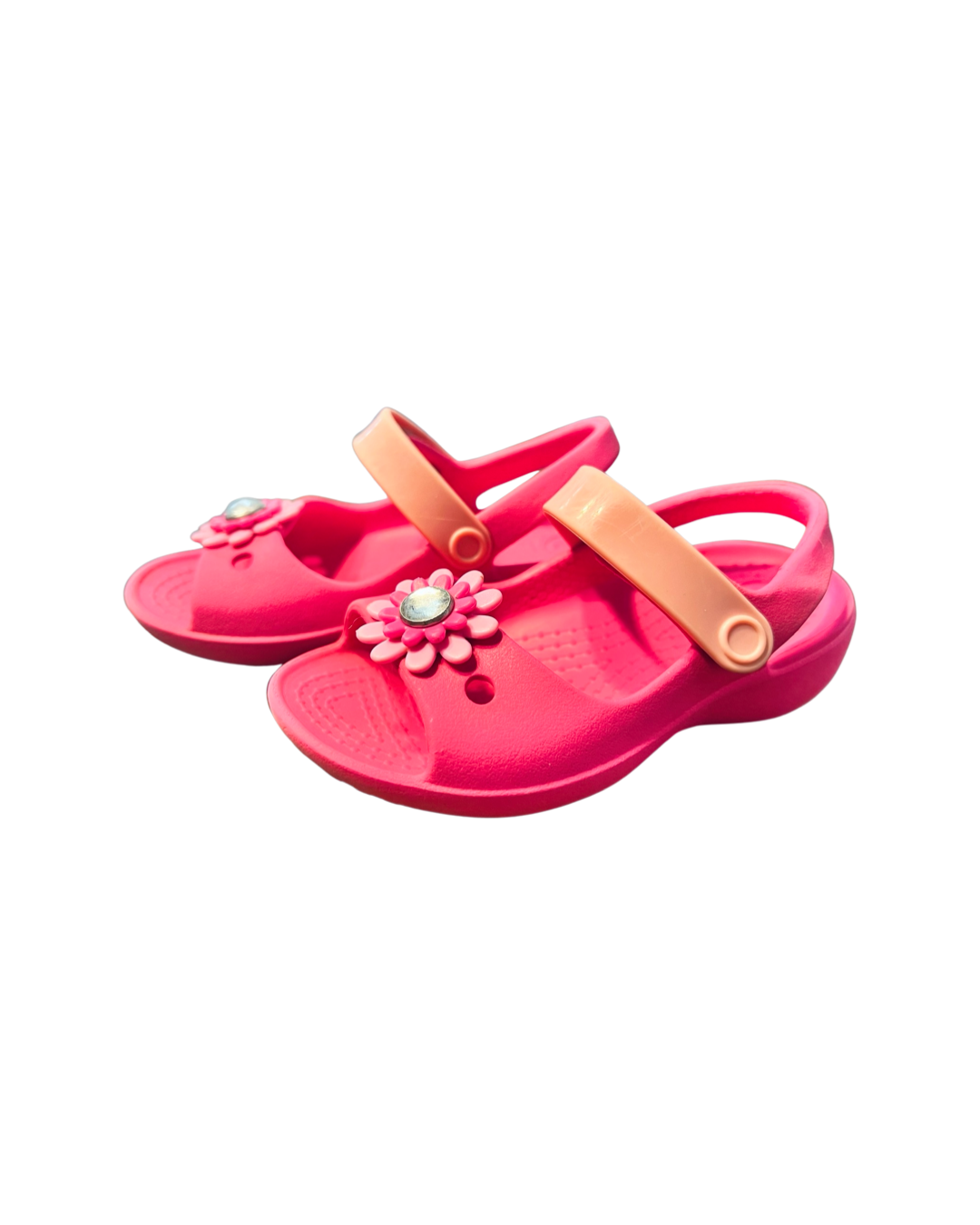 6C Toddler Girl Pink Croc Flower Sandals