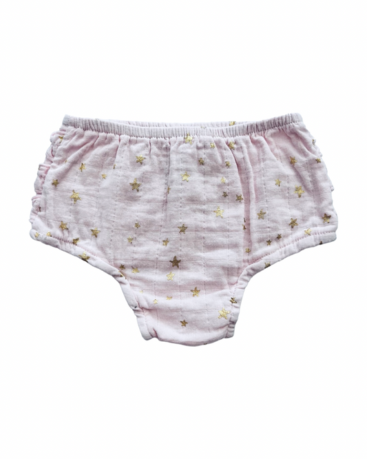 3-6M Baby Girl Pink Star Muslin Aden & Anais Rufflebutt Bloomers / Shorts