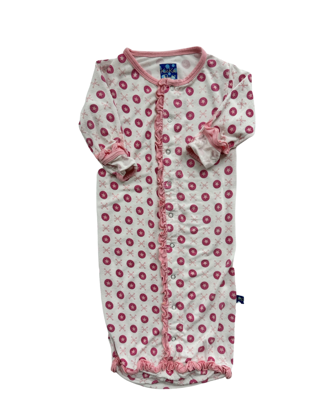 0-3M Baby Girl Kickee Pants Bamboo Nightgown PJs and Matching Hat