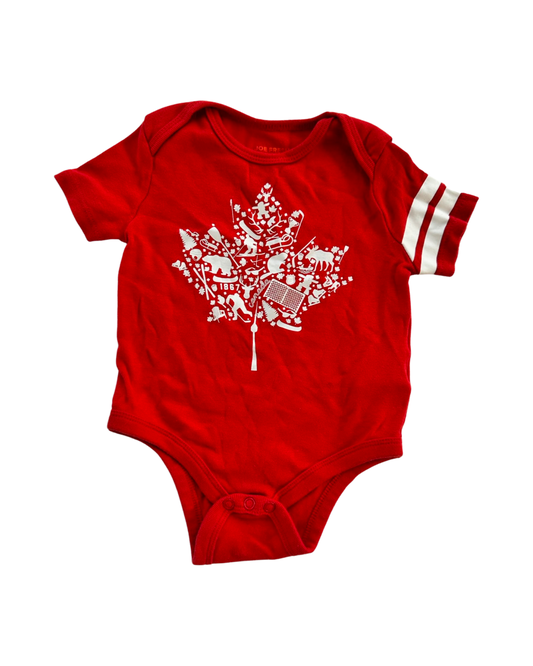 3-6M Baby Boy / Girl Joe Fresh Red Canada Maple Leaf Onesie