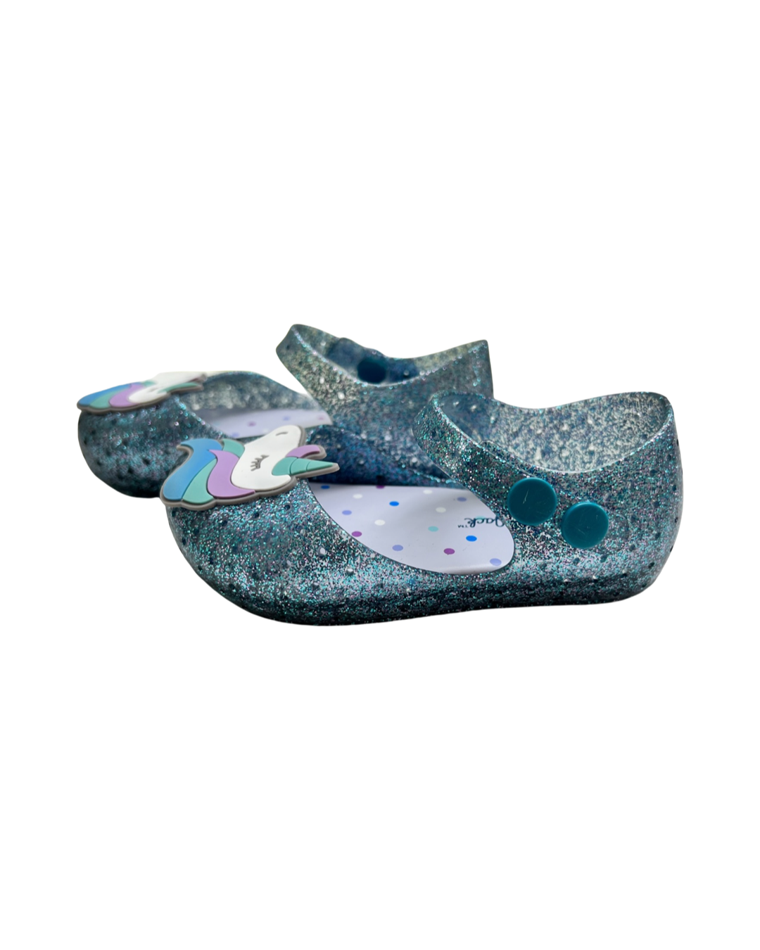 6C Toddler Girl Teal Sparkle Cat & Jack Unicorn Jelly Shoes