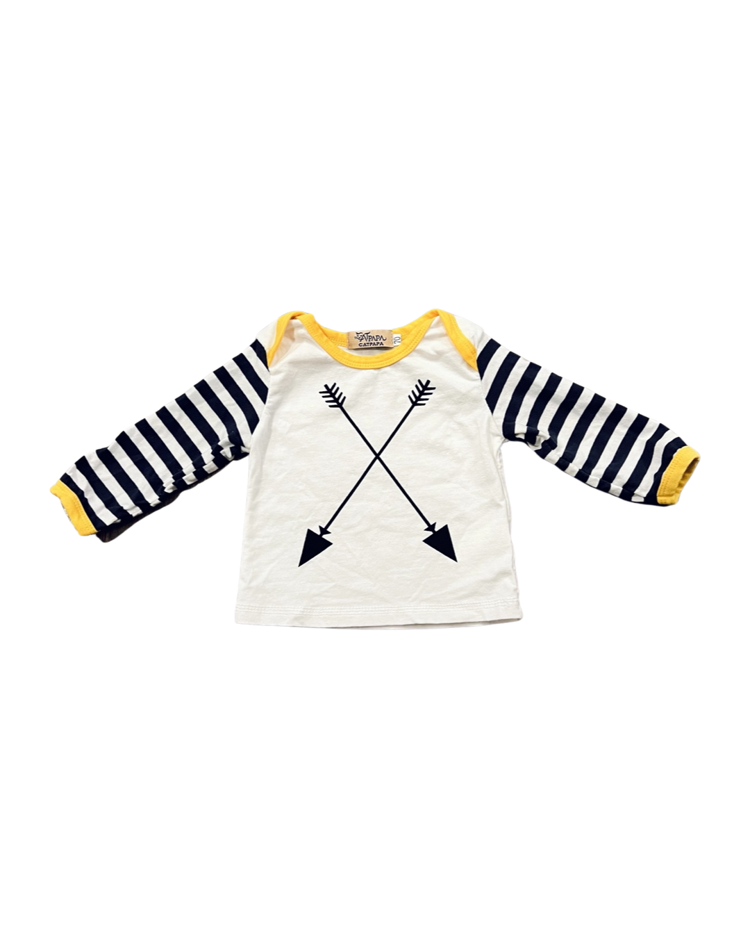 0-3M Baby Boy Boutique Black & White Striped Arrow Set