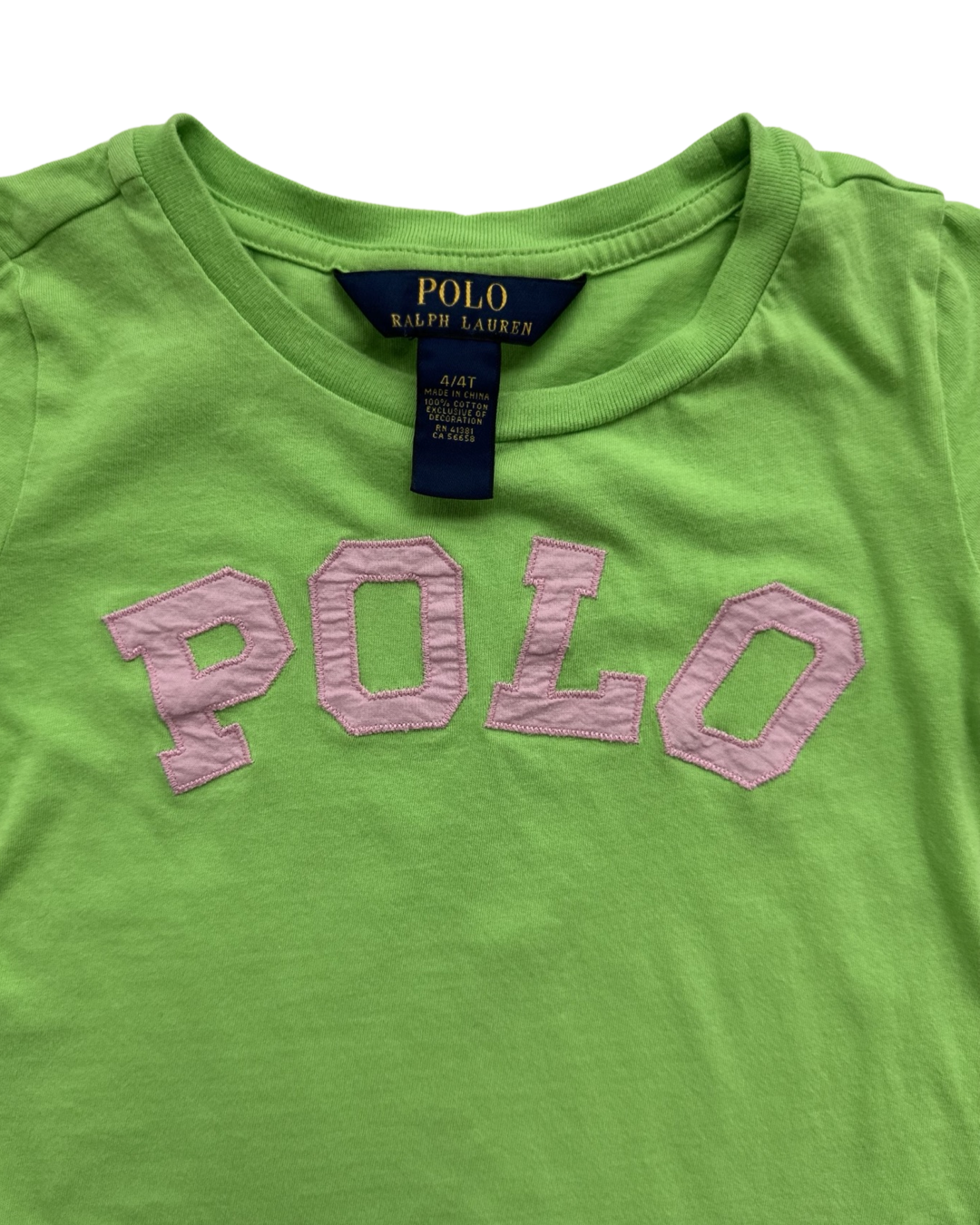 4T Toddler Girl Ralph Lauren Polo Green / Pink T-Shirt Top