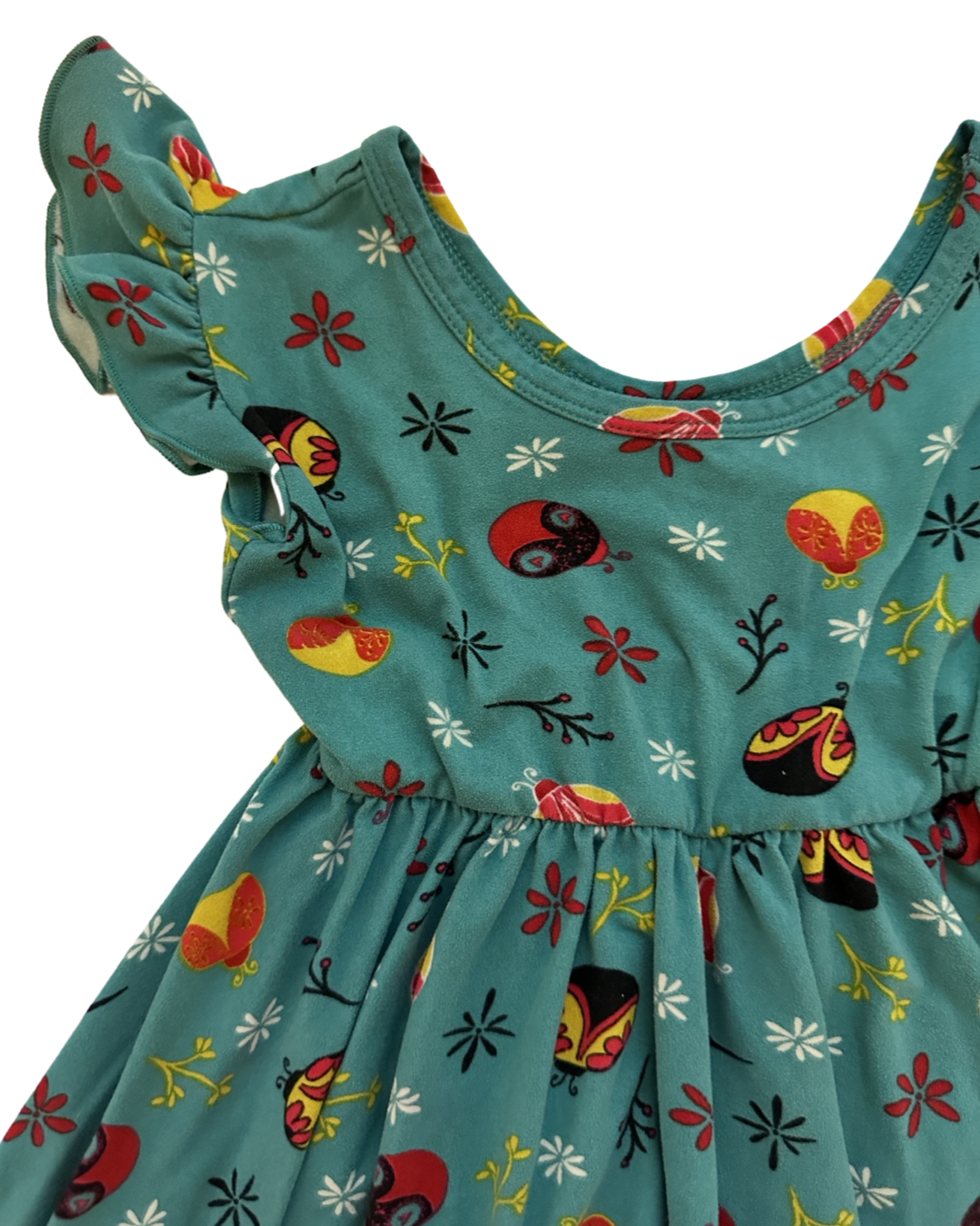 12M-24M Baby Girl Dot Dot Smile  Teal Ladybug Twirl Dress