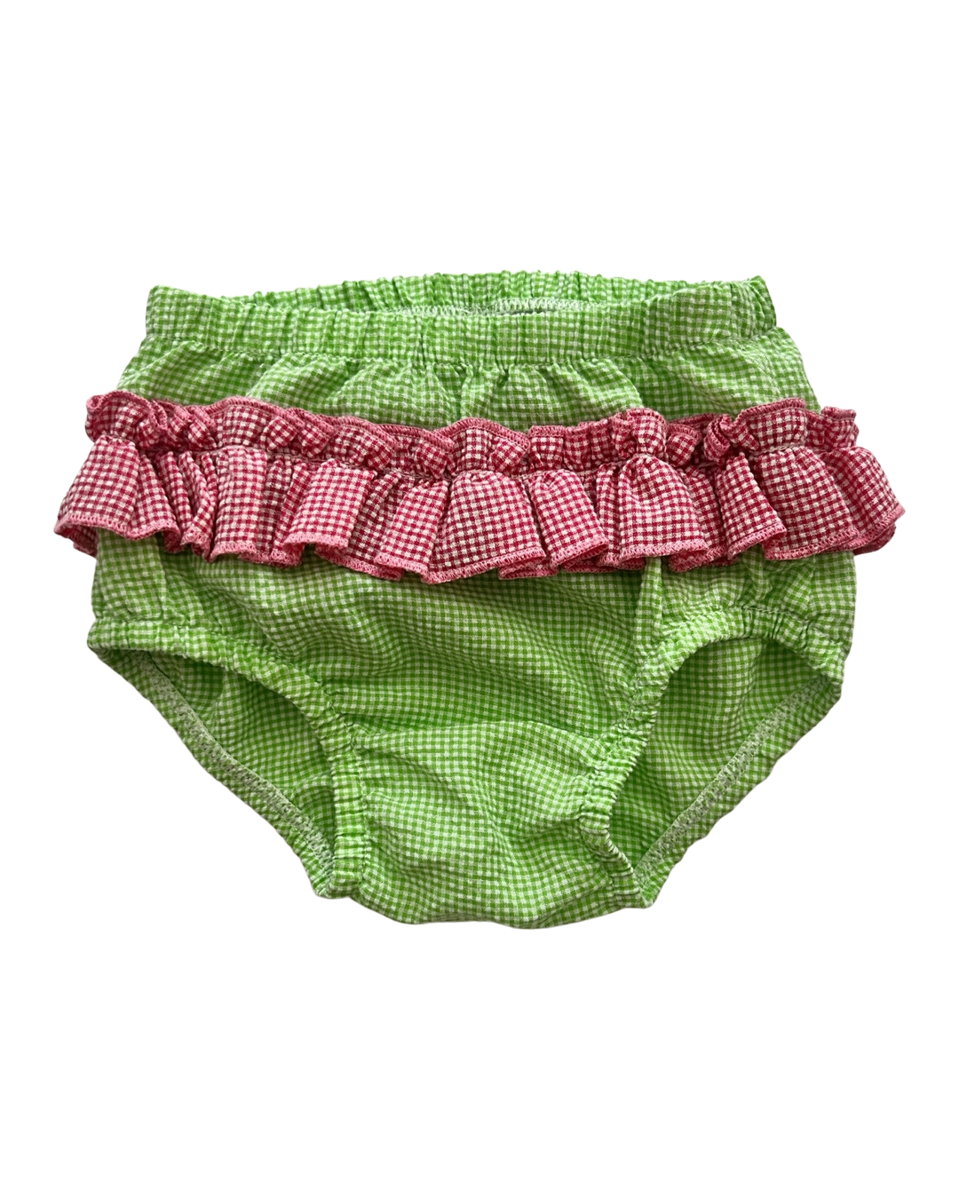 6M Baby Girl Green / Pink Seersucker Bloomers Shorts