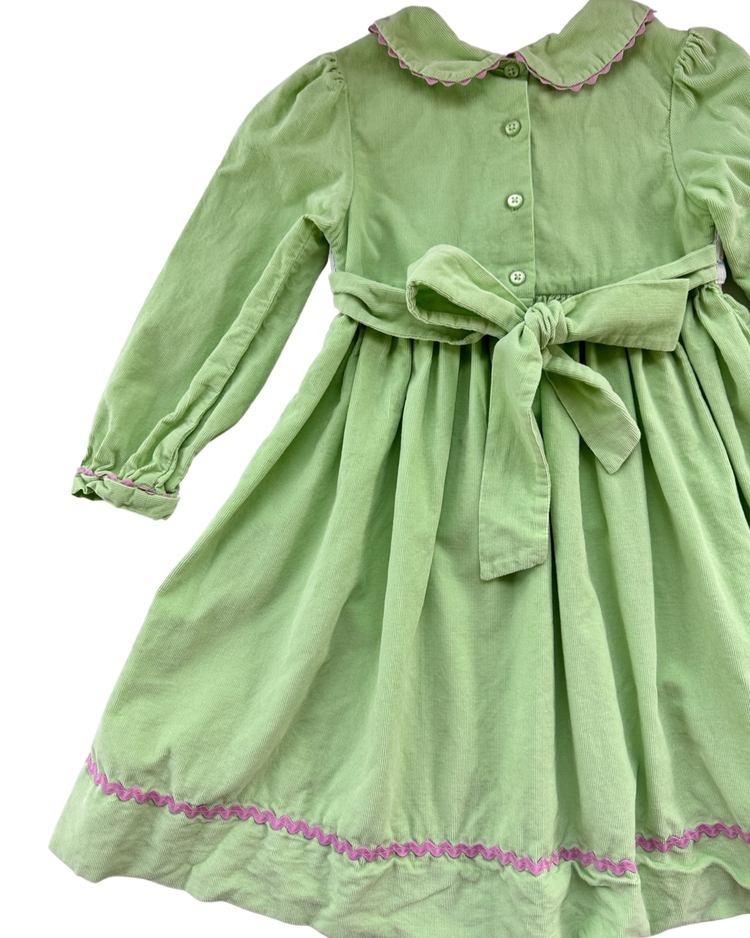 6x Girls Marmellata Lime Green Smocked Birthday Cake Cord Dress