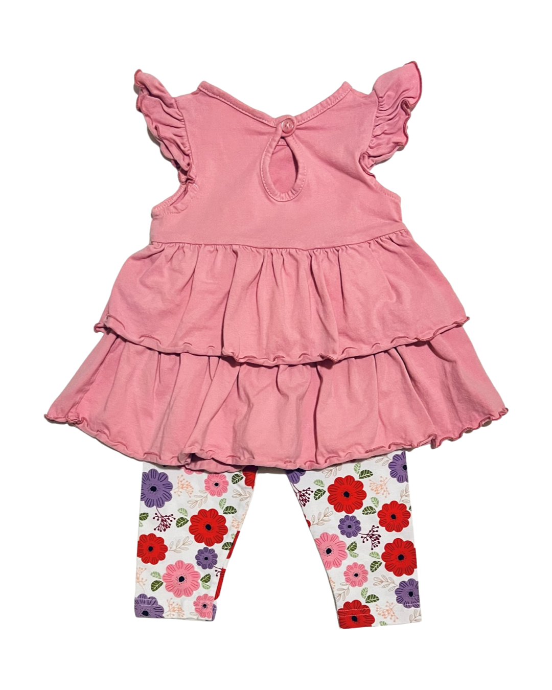 12M Baby Girl GoodLad 2 Pc Pink Floral Top & Leggings Outfit