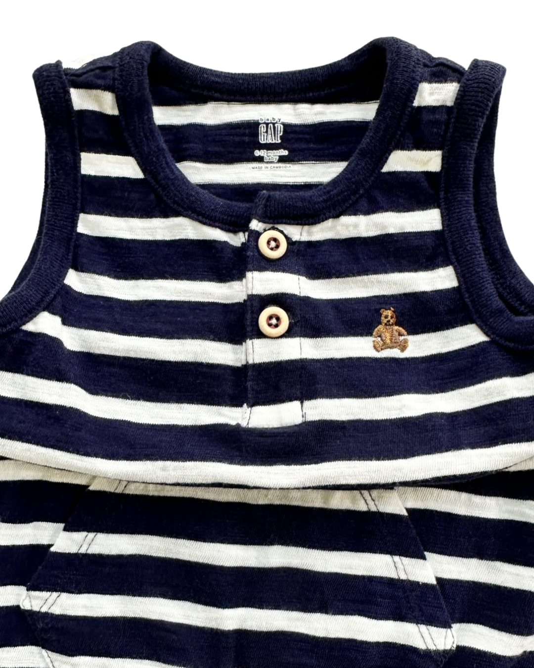 6M-12M Baby Boy Navy / White Striped Baby Gap Romper