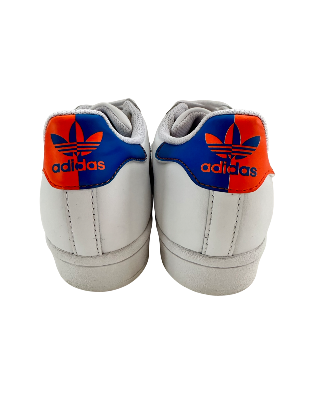 Men’s Size 4 Adidas Superstar Retired Color Orange and Blue Blippi Shell Toe Shoes