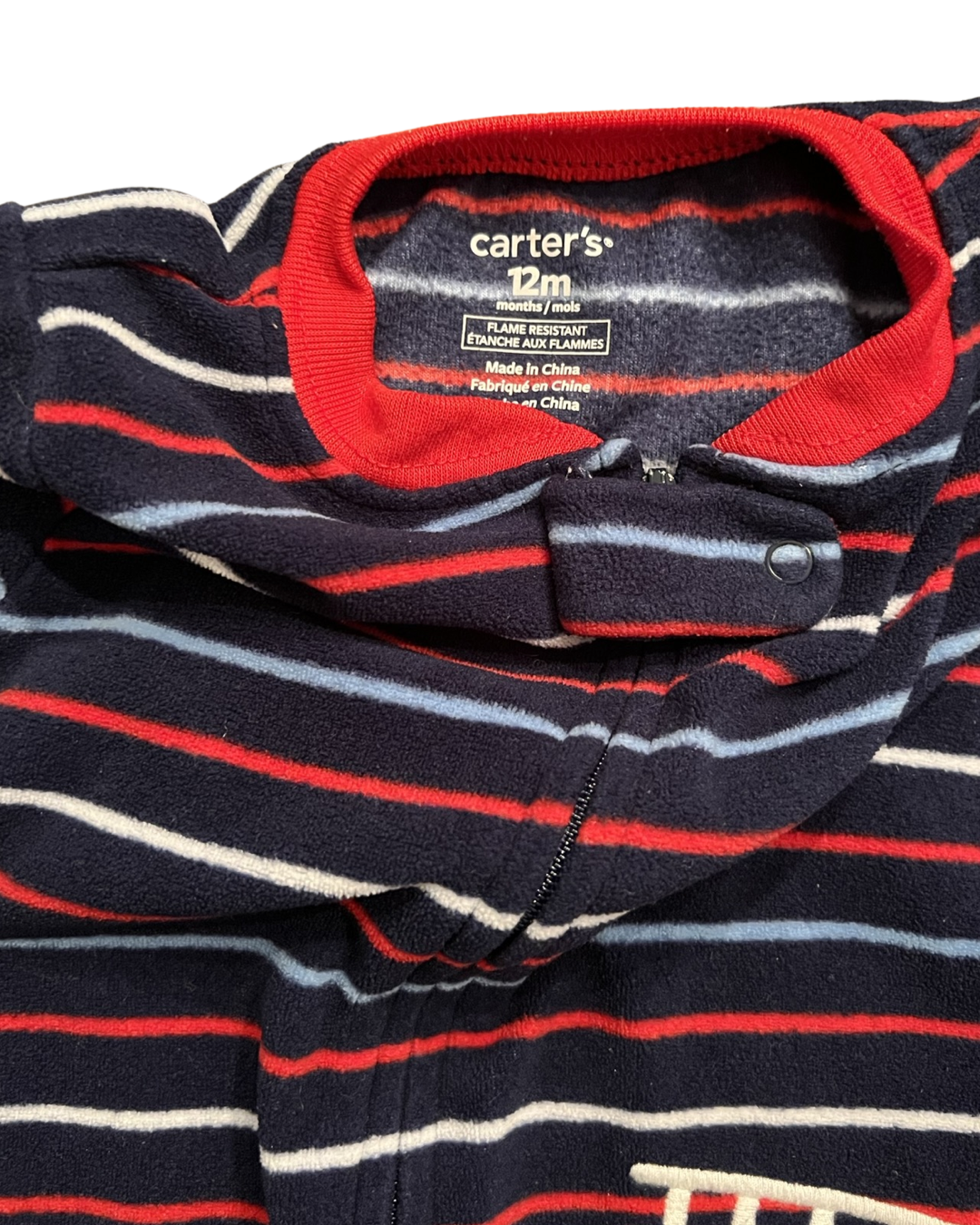 12M Baby Boy Carters Striped Fleece Firetruck PJs