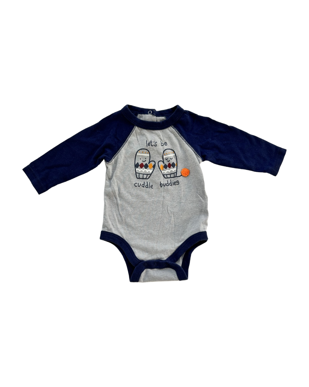 0-3M Baby Boy Cat & Jack Winter Cuddle Buddies Mitten Long Sleeve Onesie