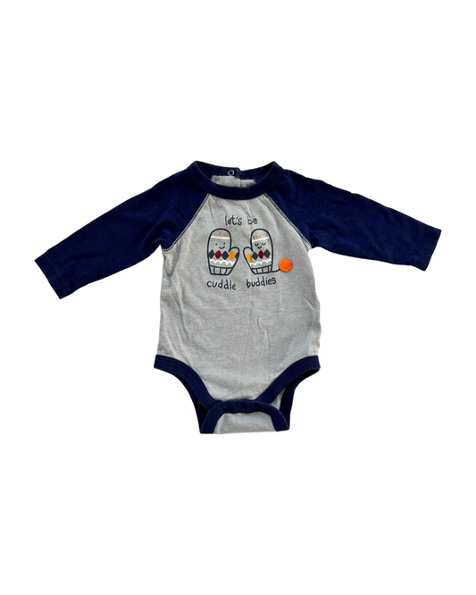 0-3M Baby Boy Cat & Jack Winter Cuddle Buddies Mitten Long Sleeve Onesie