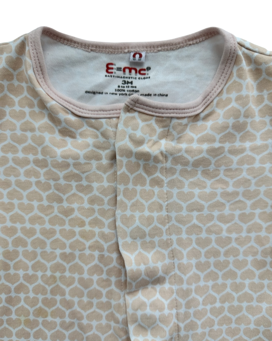 3M Baby Girl E=MC Magnetic Pink Heart Sleeper