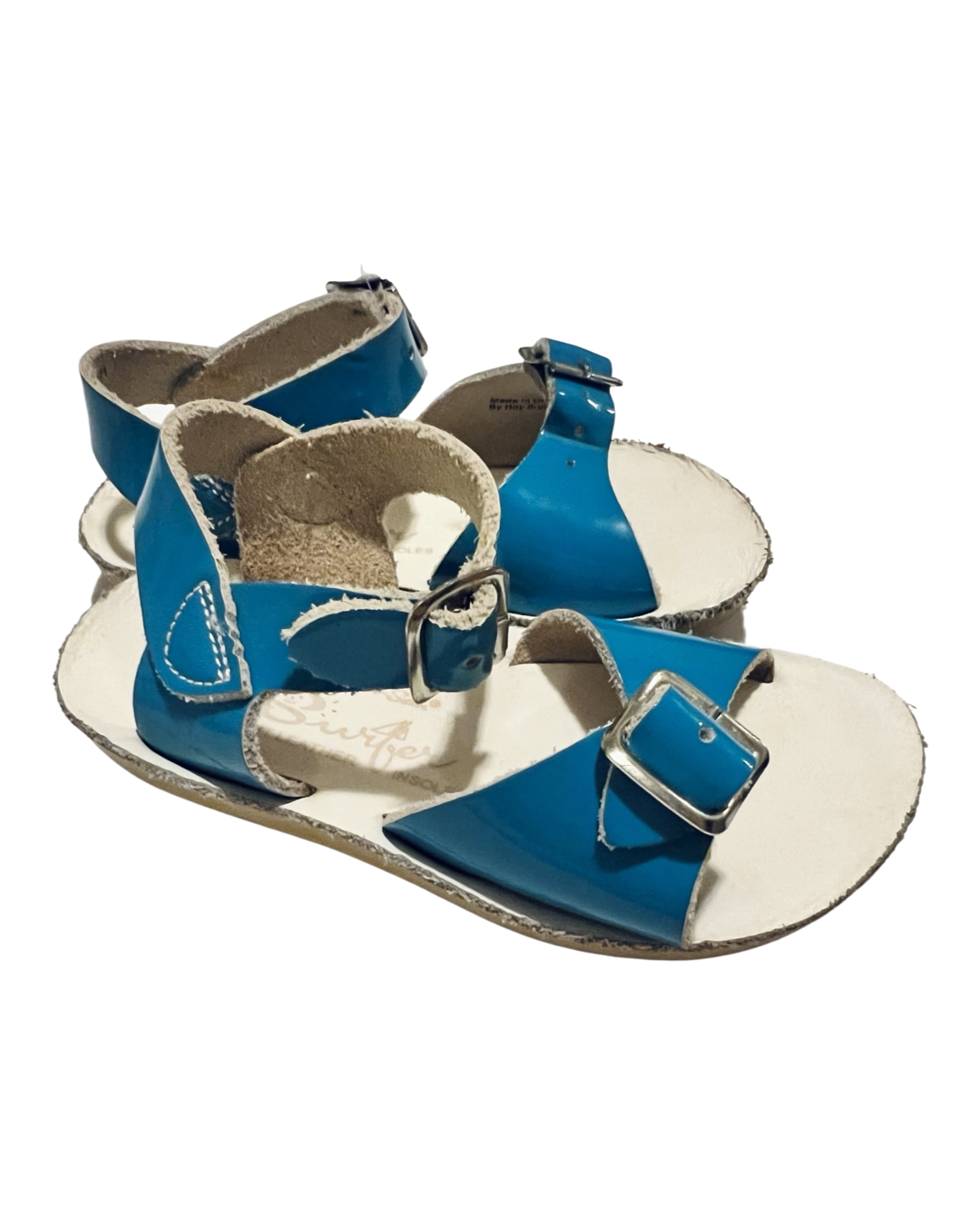 7C Toddler Girl Blue Leather Sun Sans Saltwater Sandals