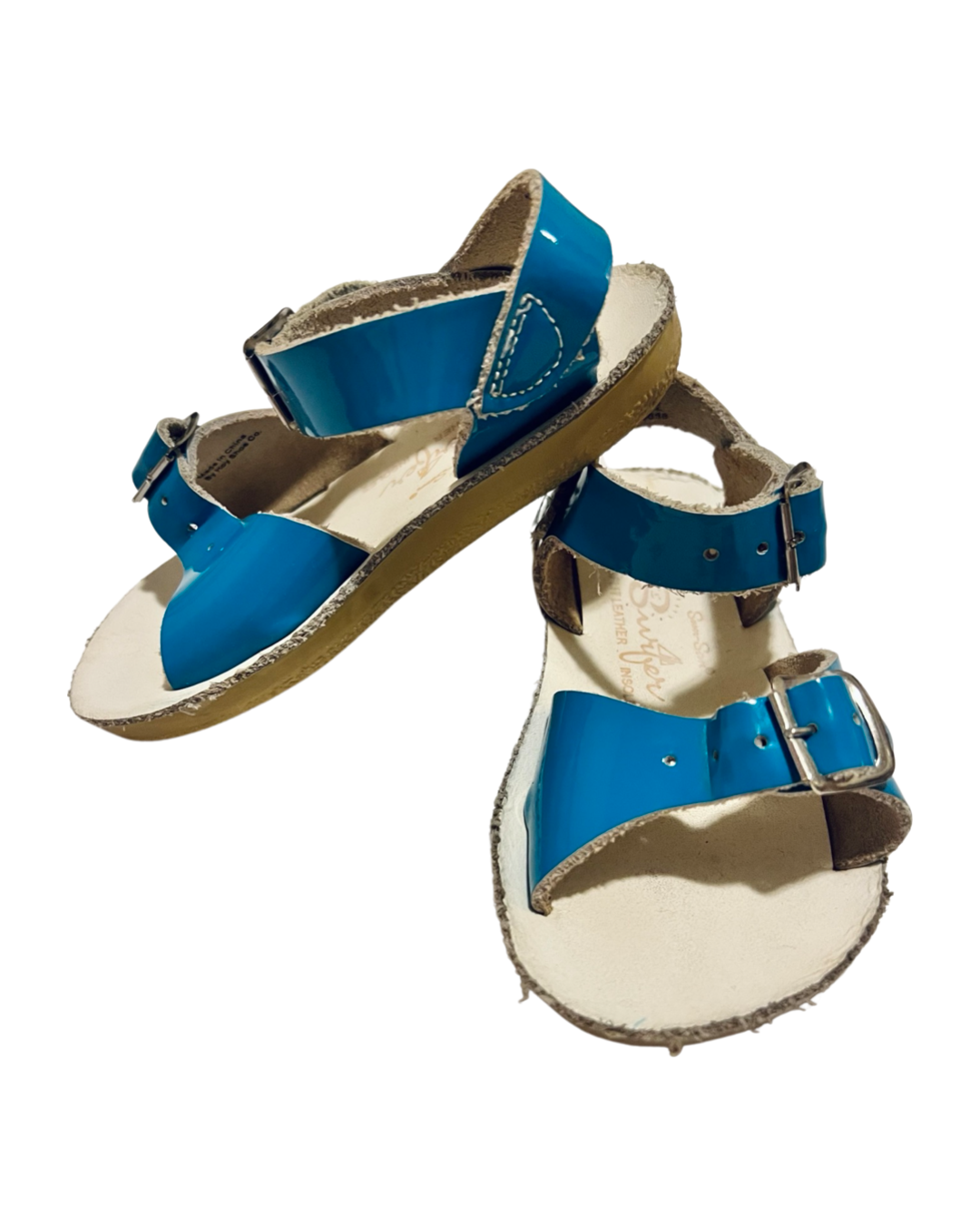 7C Toddler Girl Blue Leather Sun Sans Saltwater Sandals
