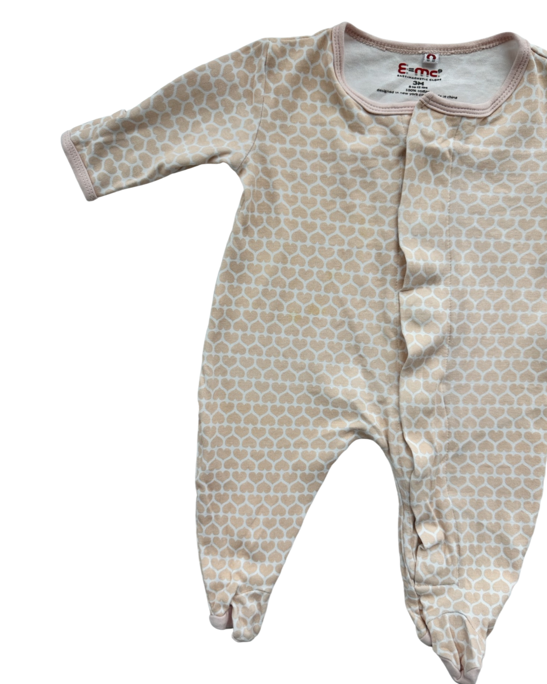 3M Baby Girl E=MC Magnetic Pink Heart Sleeper