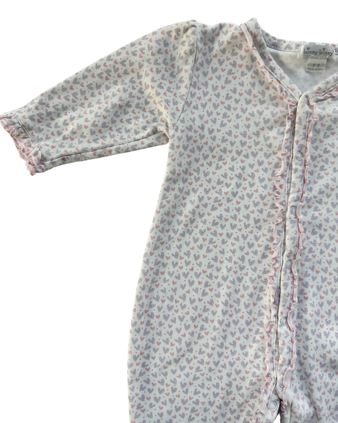 6-9M Baby Girl Kissy Kissy Pink & Purple Heart Sleeper PJs