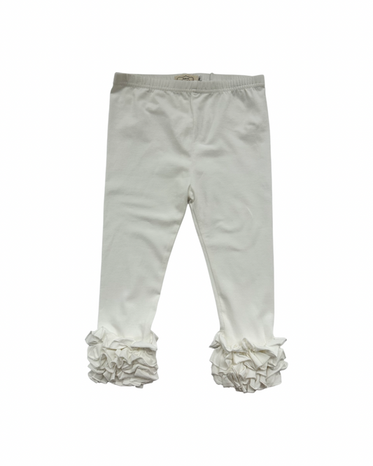Girls Size 10Y Pearls & Piggytails White Icing Capri Leggings