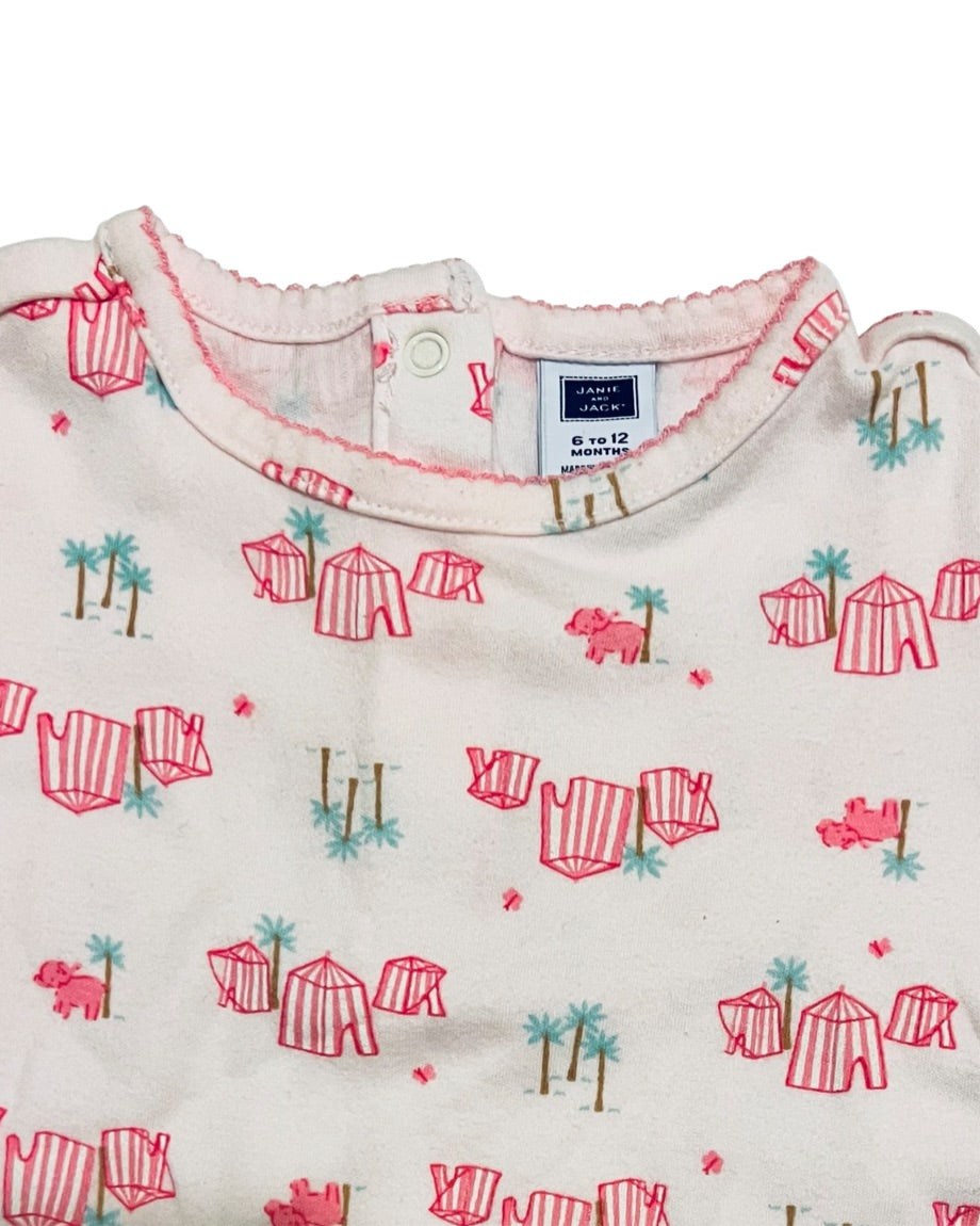 6-12M Baby Girl Janie & Jack Pink Elephant Onesie
