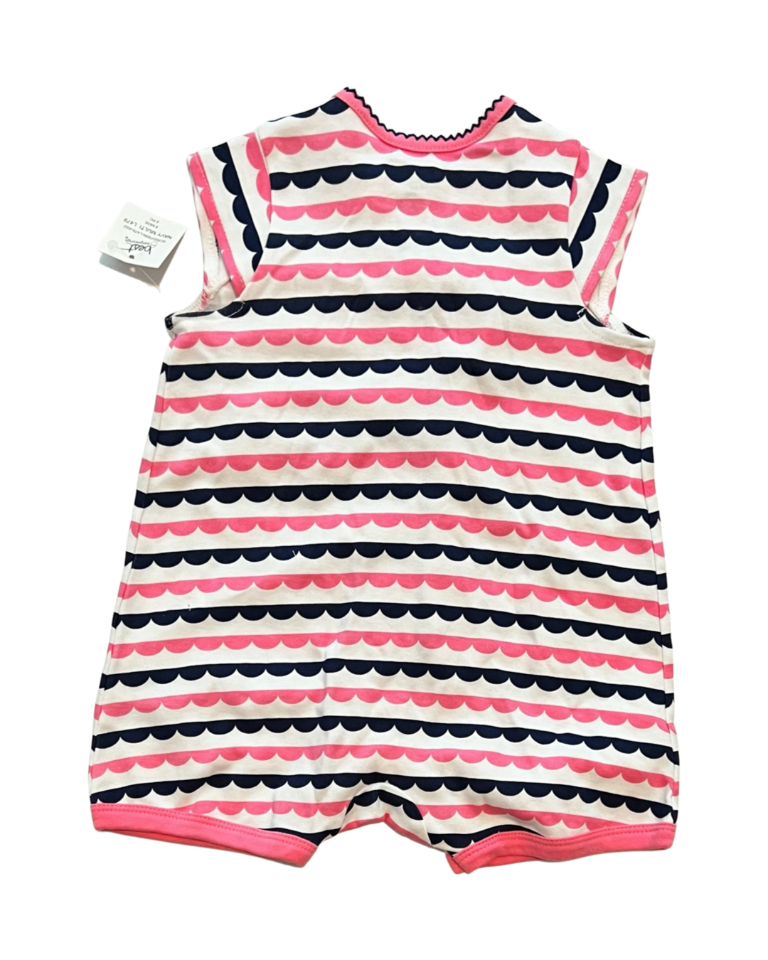 9M Baby Girl Pink / Navy Striped Best Beginnings Snap Up Bubble Romper