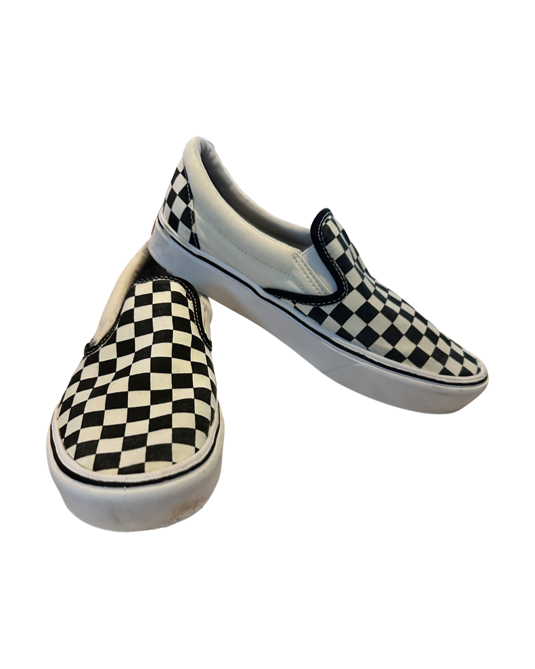 Men’s 9.5 Women’s 11 Black and White Checkered Slip-on Vans