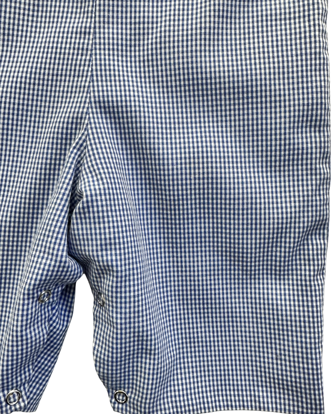 3M Baby Boy Blue Gingham Lulu Bebe Hand Embroidered Pumpkin Longall Romper