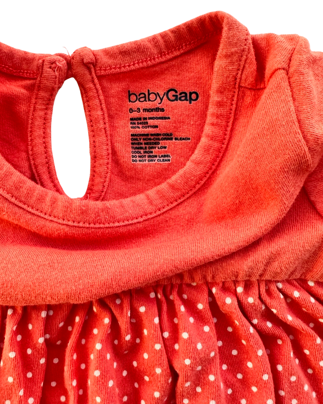 0-3M Baby Girl Baby Gap Coral / White Polka Dot Dress