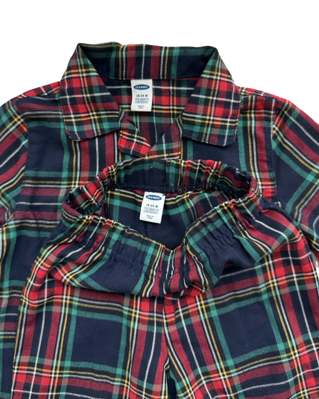 18M-24M Baby Boy Old Navy Christmas Plaid Flannel PJs