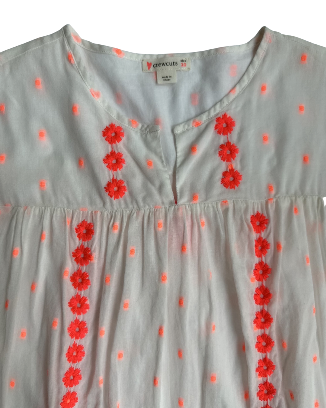 Youth Girls Size 10Y Crewcuts White & Coral Boho Dress