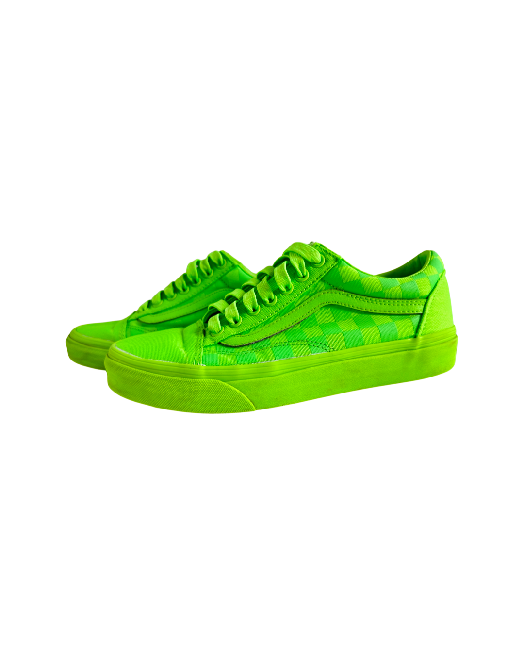 Vans Women Size 8, Men’s 6.5 Old Skool Tonal Checkerboard Skate Shoe - Green Gecko