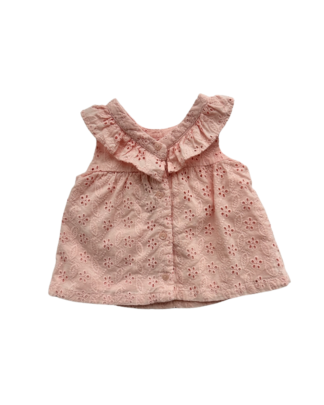 3-6M Baby Girl Janie & Jack Pink Eyelet Dress with Bonnet