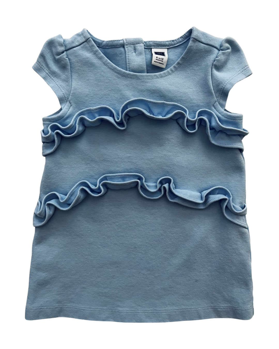 6-12M Baby Girl Blue Janie & Jack Ruffle Front Dress